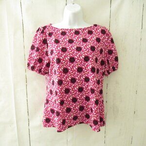 Ann Taylor Top S Small Pink Floral Short Sleeve